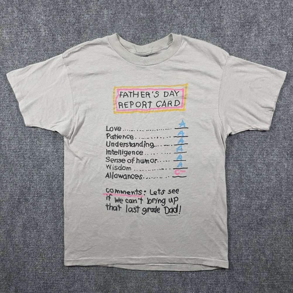 Vintage 80s Father's Day Report Card Graphic Tee - Large